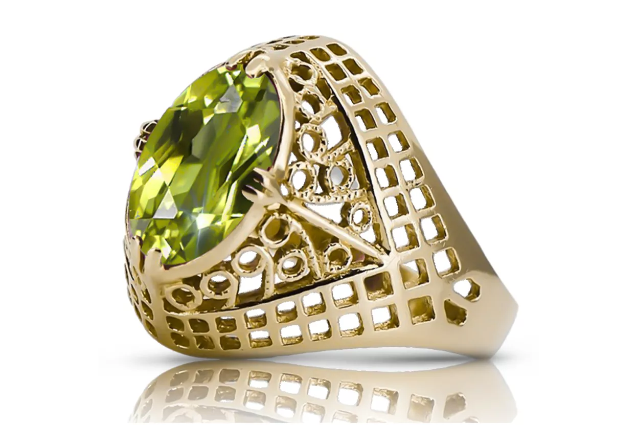 Stil Vintage Inel Peridot galben Aur galben 14K vrc030y